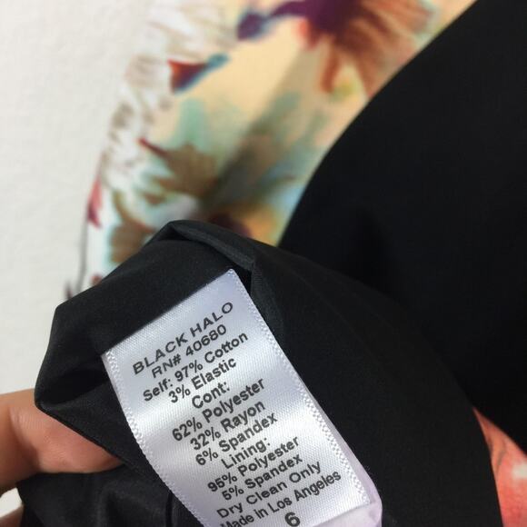 Black Halo Annabelle Sheath Midi Dress 6 Colorblock Abstract Panel Sleeveless - Picture 6 of 15